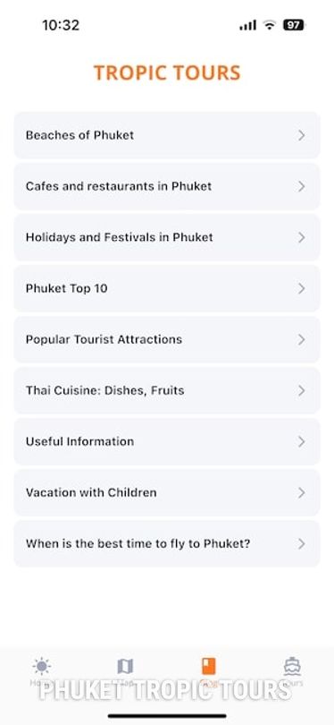 Tropic Tours Mobapp - Blog page