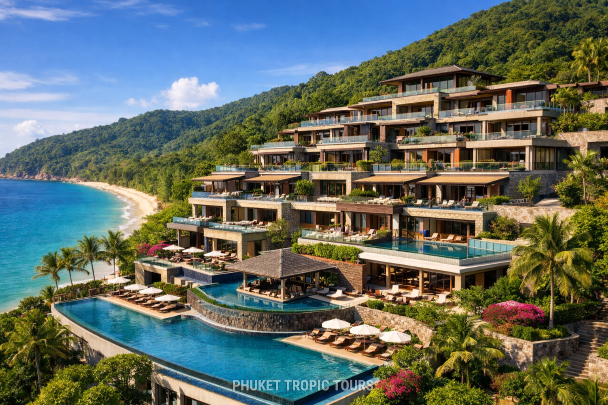 Luxury hillside resort at Naithon Beach