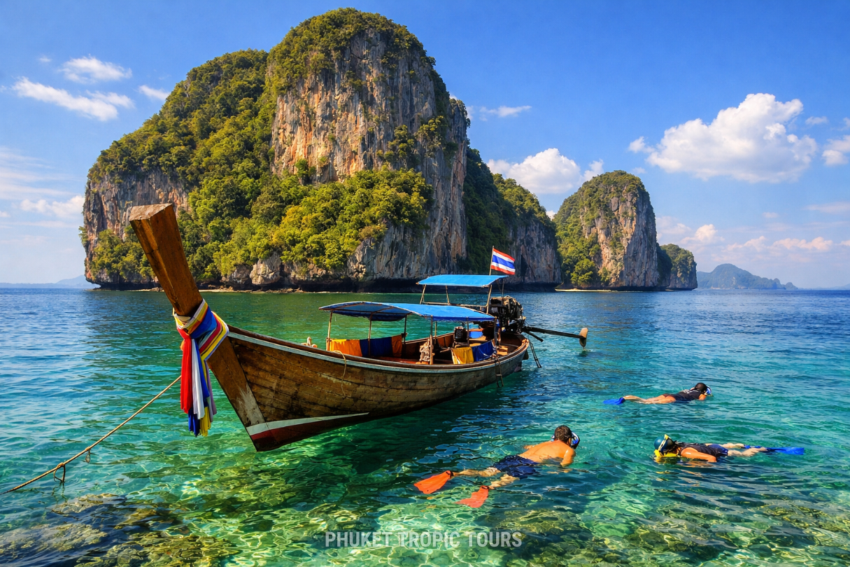 Island-hopping longtail boat near Phuket