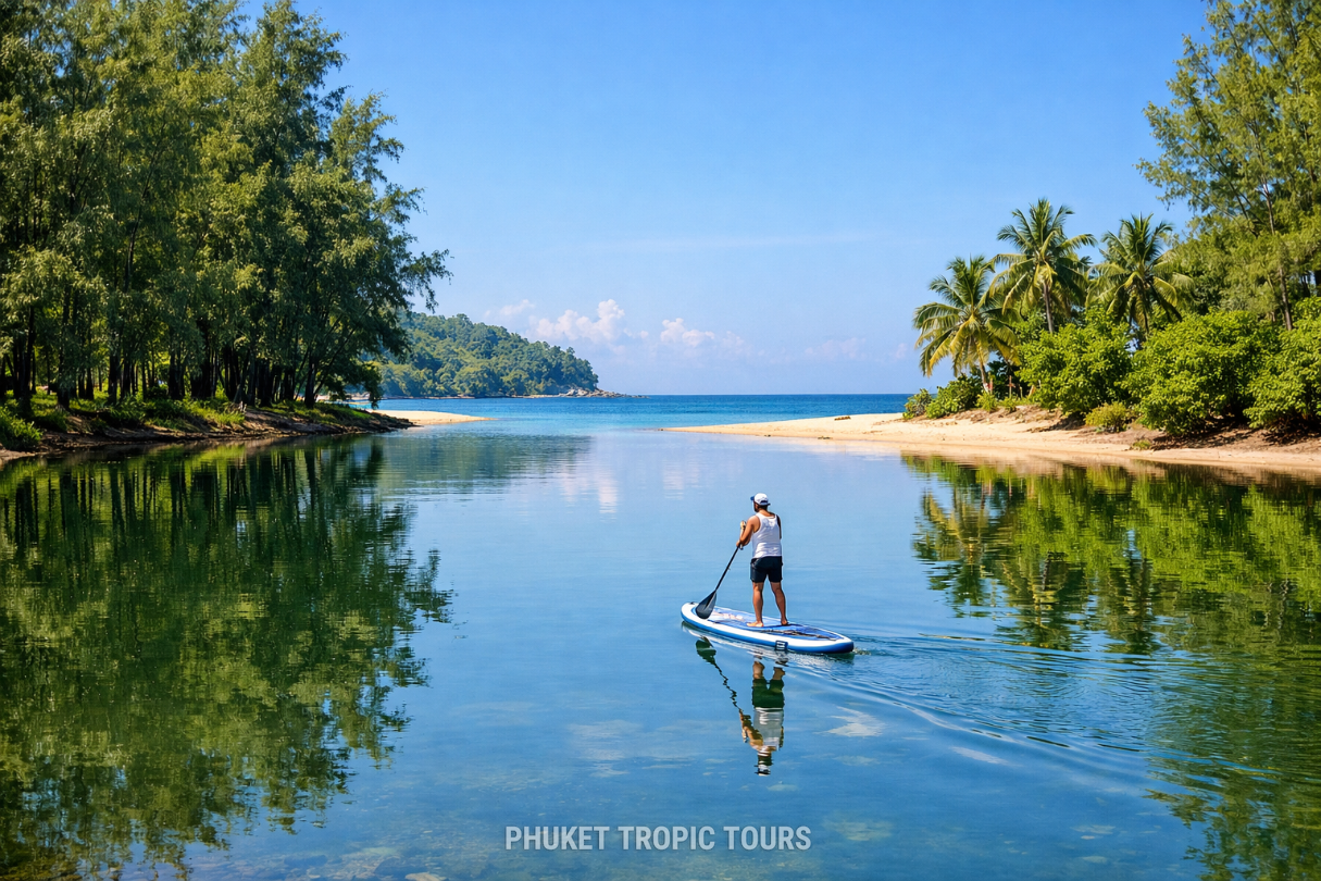 Layan Beach lagoon on the northwest coast of Phuket