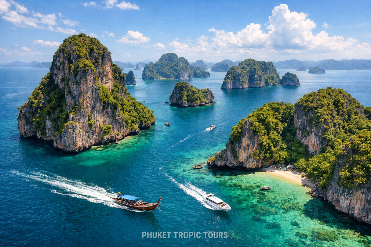 Island hopping boat trip from Phuket in the Andaman Sea