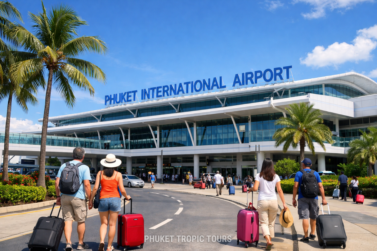 Phuket airport arrival guide - exterior of Phuket International Airport terminal