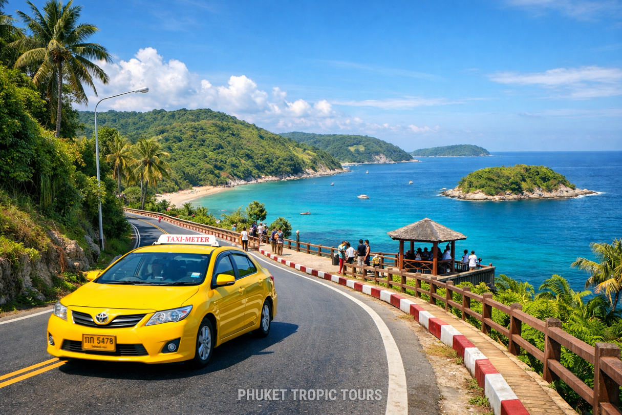 Travel times from Phuket airport to popular beach areas by road