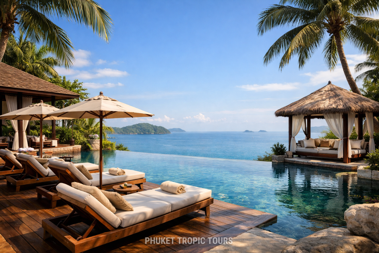 Luxury Phuket wellness resort spa pool overlooking the Andaman sea
