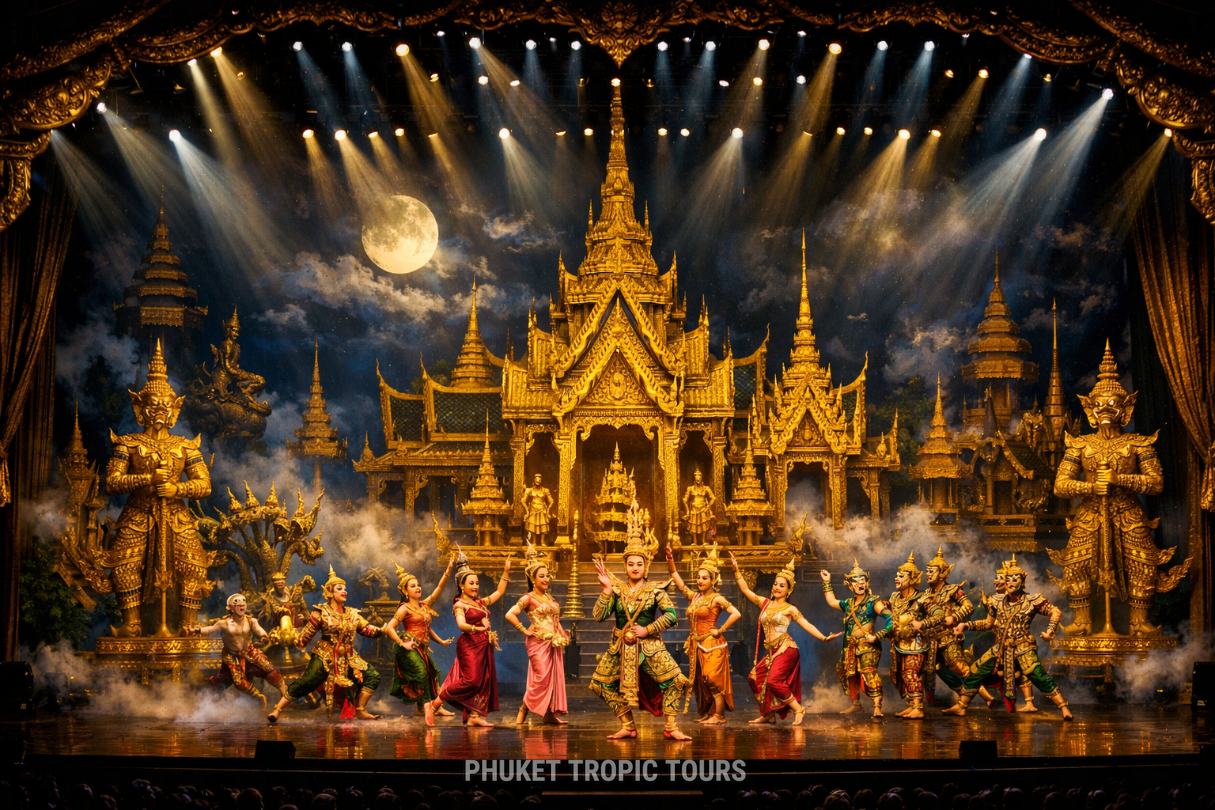 Siam Niramit Phuket show stage with traditional Thai performers