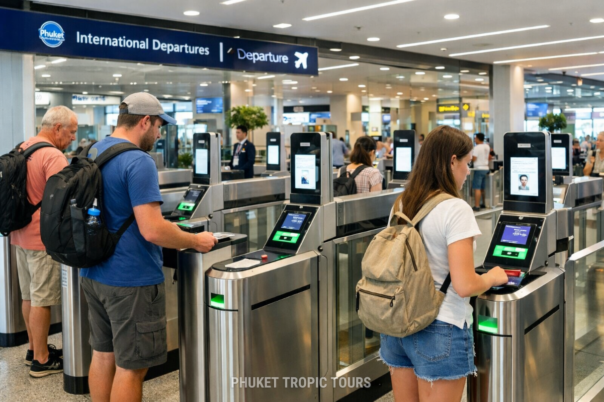 Automated passport channels at Phuket Airport international departures