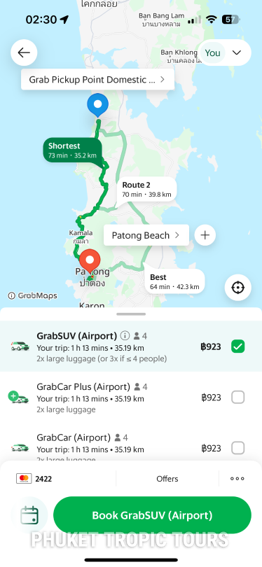 Taxi in Phuket - Grab app